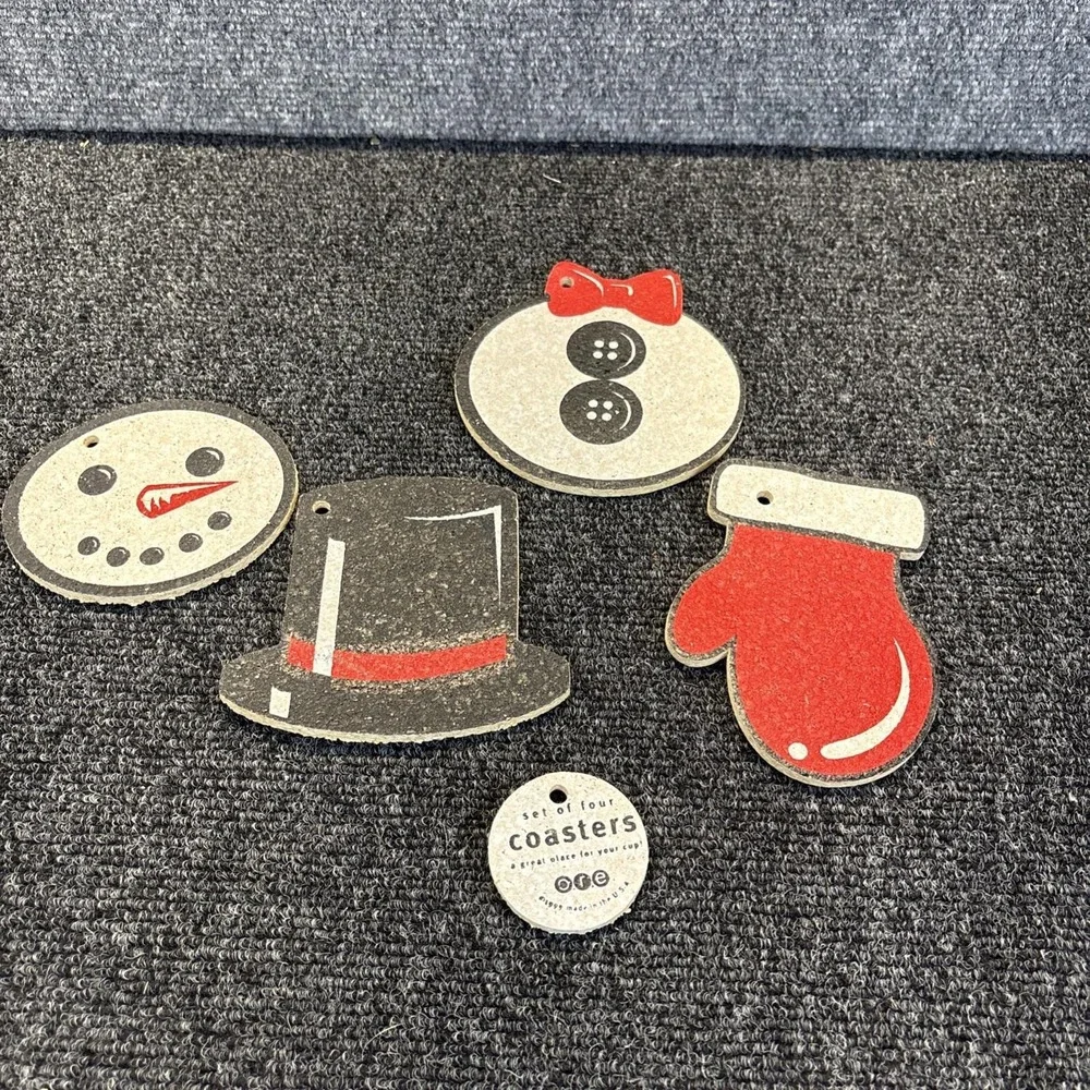 Ore~Set of 4 Coasters~Snowmen Parts~1999~NEW